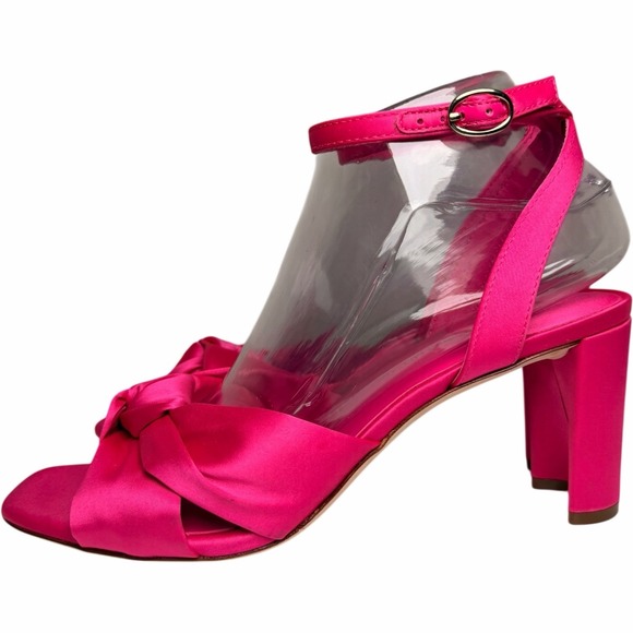 Antonio Melani Tess Fuchsia Satin Bow Ankle Strap Block Heel Sandals 8.5 Wedding - Picture 4 of 11
